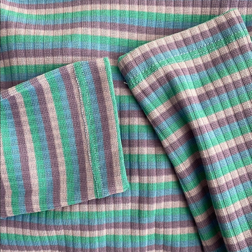 NWT Only Striped Blue, Teal and Purple Cropped Cardigan Top - Picture 8 of 8